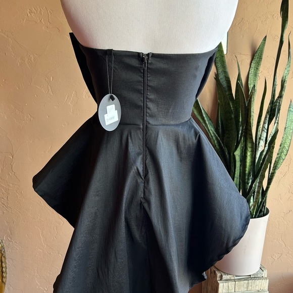 Black Magenta Satin Velvet Cocktail Mini Dress NWT - Picture 7 of 9